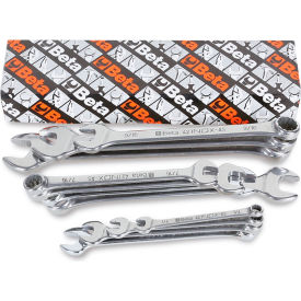 Beta 42INOX 11 Piece 6mm to 19mm 12-Point 15° Offset Combination Wrench Set Silver 