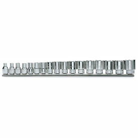 17-Piece 3/8" Drive 12-Point Socket Set on Rail, Metric 6mm to 22mm view 2