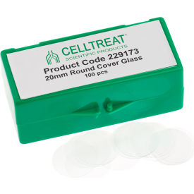 CELLTREAT SCIENTIFIC PRODUCTS LLC 229173 CELLTREAT® 20mm Round Cover Glass, Fits 12 Well Plate, Sterile, 100/PK image.