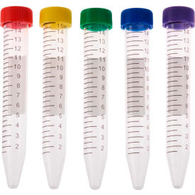 CELLTREAT SCIENTIFIC PRODUCTS LLC 230411A CELLTREAT® 15ml Centrifuge Tube, Assorted Color Cap, Resealable Bag, Sterile, 500/Case image.