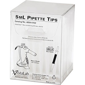 CELLTREAT SCIENTIFIC PRODUCTS LLC 4058-5102 Celltreat 5mL Pipette Tips, Ovation, Graduated, VistaClear Box, Sterile, 60 PK image.