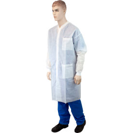 LabChoice Disposable Lab Coat with 3 Pockets, XL, White view 2