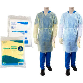 DYNAREX CORPORATION. 2141 Dynarex Fluid Resistant Isolation Gowns, Universal, Large, Yellow, 50 Pcs image.