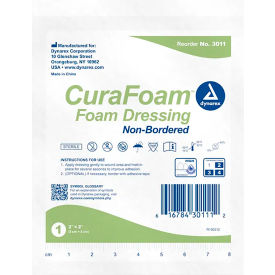 DYNAREX CORPORATION. 3011 Dynarex CuraFoam™ Foam Dressing Bandage, 2"L x 2"W, 120 Pcs image.