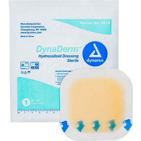 DYNAREX CORPORATION. 3015 Dynarex DynaDerm™ Thin Hydrocolloid Dressing Bandage, 4"L x 4"W, 120 Pcs image.