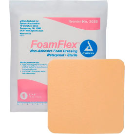DYNAREX CORPORATION. 3025 Dynarex FoamFlex™ Non Adhesive Waterproof Foam Dressing, 6"L x 6"W, 120 Pcs image.