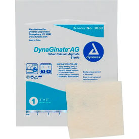DYNAREX CORPORATION. 3030 Dynarex DynaGinate™ AG Silver Calcium Alginate Dressing, 2"L x 2"W, 10 Pcs image.