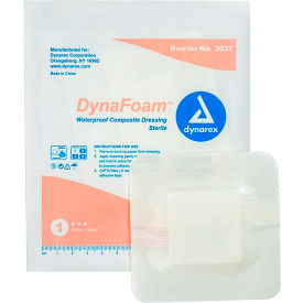 DYNAREX CORPORATION. 3037 Dynarex DynaFoam™ Waterproof Bordered Foam Dressing, 4"L x 4"W, 120 Pcs image.