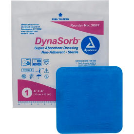 DYNAREX CORPORATION. 3087 Dynarex DynaSorb™ Super Absorbent Dressings, Non Adherent, 4"L x 4"W, 120 Pcs image.