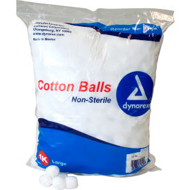 DYNAREX CORPORATION. 3169 Dynarex Non-Sterile Cotton Balls, Large, White, 2000 Pcs image.