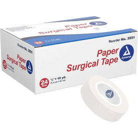 DYNAREX CORPORATION. 3551 Dynarex Paper Surgical Tape, 1/2"W x 10 yards, Pack of 288 image.