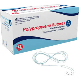 DYNAREX CORPORATION. 9119 Dynarex 18"L Synthetic Non Absorbable Polypropylene Sutures C3 Needle, Blue, Size 5 to 0, 12 Pcs image.