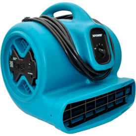Xpower Manufacure, Inc X-600A-Bl XPOWER Stackable Air Mover With GFCI Outlet For Daisy Chain, 3 Speed, 1/3 HP, 2400 CFM, Blue image.