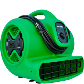 Xpower Manufacure, Inc X-600A-Gr XPOWER Stackable Air Mover With GFCI Outlet For Daisy Chain, 3 Speed, 1/3 HP, 2400 CFM, Green image.