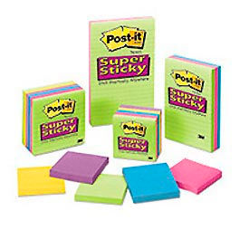 3m 6545SSUC Post-it® Super Sticky Ultra Notes, 3 x 3, Assorted Colors, 5 Pads/Pack image.