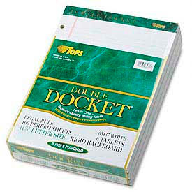 Tops Business Forms 99612 Docket® Letter Size Narrow Rule Double Pad, White, 100 Sheets/Pad, 4/Pack image.
