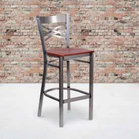 Flash Furniture X-Back Metal Restaurant Barstool - Clear Coated Cherry Wood Seat - HERCULES Series Flash Furniture X-Back Metal Restaurant Barstool - Clear Coated Cherry Wood Seat - HERCULES Series