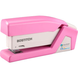 InCourage Spring-Powered Compact Stapler, 20 Sheet Capacity, Pink/White view 2