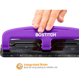 AMAX INC 2105 Bostitch EZ Squeeze™ Three-Hole Punch, 12-Sheet Capacity, Purple image.