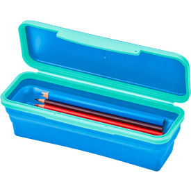 Lockermate® by Bostitch® Small Flexi Storage Box with Lid Collapsible Design Blue/Teal 