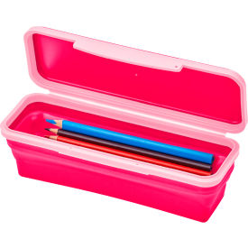 Lockermate® by Bostitch® Small Flexi Storage Box with Lid Collapsible Design Pink 
