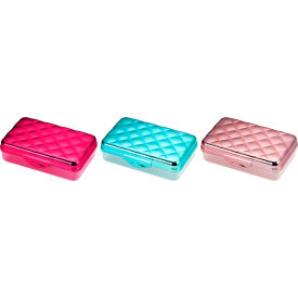 Lockermate® by Bostitch® Metallic Box Hard Plastic Stylish Quilted Lid Rose Gold3/Pack 