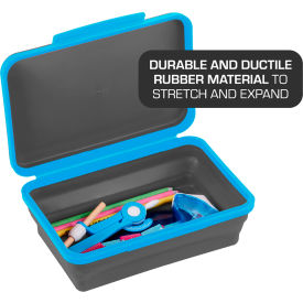 Flexi Storage Box With Lid, Collapsible Design, Blue/Black view 2