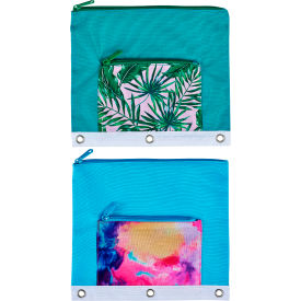 Lockermate® by Bostitch® Pencil Pocket Binder Pouch Palm Tree & Watercolor Design 2/Pack 