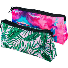 Lockermate® by Bostitch® Printed Fabric Pencil Pouch Palm Tree & Watercolor Design2/Pack 