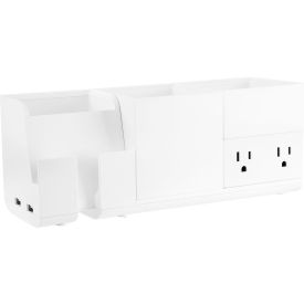 Bostitch® Konnect Stackable Desk Organizer 2 USB Ports & 2 Plugs 4-Piece White 