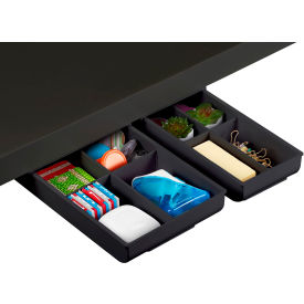 Bostitch® Konnect Under Desk Drawer Organizer Self-Adhesive 4 Dividers Black 2/Pack 