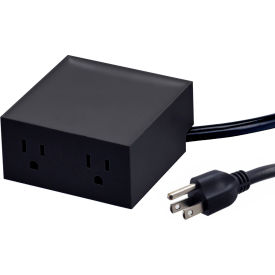 Bostitch® Konnect Stackable Power Hub 2 Outlet Charging Station Shallow Tray Top Black 