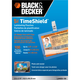 Black & Decker TimeShield Laminating Pouches, ID Badge Size, 100/Pack