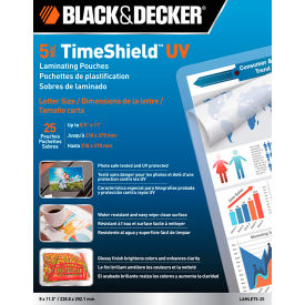Black & Decker TimeShield 5 mil Laminating Pouches, Letter Size, 25/Pack Black & Decker TimeShield 5 mil Laminating Pouches, Letter Size, 25/Pack