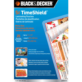 AMAX INC LAMMENU5-25 Black & Decker TimeShield™ Laminating Pouches, Menu Size, 25/Pack image.
