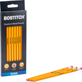 Bostitch® Office Premium Wood Pencil #2 Pencils Grade Unsharpened Yellow Barrel 10/Pack 