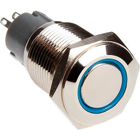 Race Sport 16mm LED 2-Position On/Off Switch, Blue, Chrome Finish