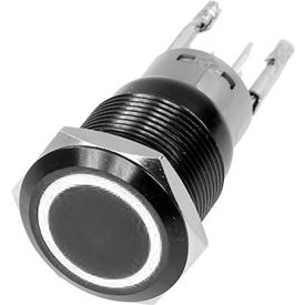 Race Sport 16mm Black 2-Position On/Off Switch, White, Black Flush Mount, 12V Race Sport 16mm Black 2-Position On/Off Switch, White, Black Flush Mount, 12V