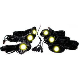 CARJAMZ INC RSLD6KITY Race Sport 6 LED Glow Pod Kit w/ Brain Box IP68 12V w/ All Hardware, Yellow image.