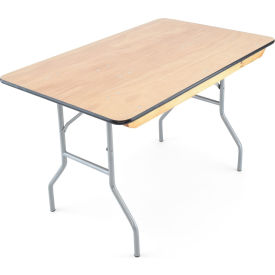 ATLAS COMMERCIAL PRODUCTS WFT5-3048 Atlas Commercial Wood Folding Banquet Table, 48 x 30, Vinyl Edge - Titan Series image.