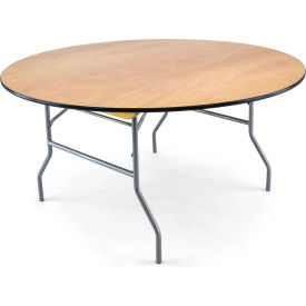 ATLAS COMMERCIAL PRODUCTS WFT5-54R Atlas Commercial Wood Folding Table, 54 Round, Vinyl Edge - Titan Series image.