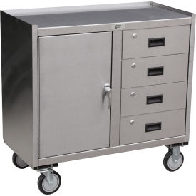 Jamco Stainless Steel Mobile Cabinet 4 Lockable Drawers 1 Lockable Door 36"W x 18"D Silver 
