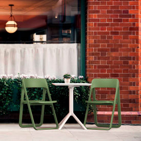 COZYDAYS INC dba COMPAMIA ISP0791S-OLG-WHI Siesta Dream 3 Piece Outdoor Bistro Set, 23-5/8"W x 29-1/2"H Table, White Table & Green Chairs image.