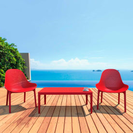 COZYDAYS INC dba COMPAMIA ISP1031S-RED Siesta Sky 3 Piece Outdoor Lounge Sets, 23-5/8"W x 15-11/16"H Table, Red image.