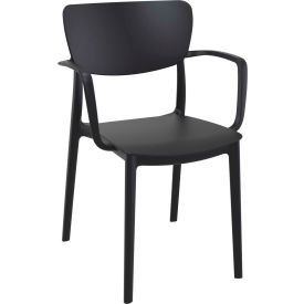COZYDAYS INC dba COMPAMIA ISP126-BLA Siesta Lisa Resin Outdoor Dining Arm Chair, Black image.
