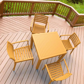 COZYDAYS INC dba COMPAMIA ISP1642S-TEA Siesta Artemis 5 Piece Outdoor Dining Set, 31-1/2"W x 29"H Table, Teak Brown image.