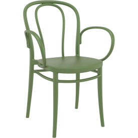 COZYDAYS INC dba COMPAMIA ISP253-OLG Siesta Victor XL Resin Outdoor Arm Chair, Olive Green image.