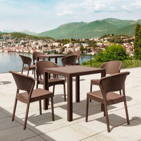 COZYDAYS INC dba COMPAMIA ISP8181S-BR Siesta Daytona 5 Piece Outdoor Dining Set, 31-1/2"W x 29"H Table, Brown image.