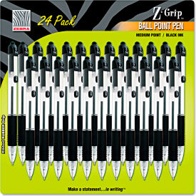 Zebra Pen Corporation 12221 Zebra Z-Grip Retractable Ballpoint Pen, Black Ink, Medium, 24/Pack image.