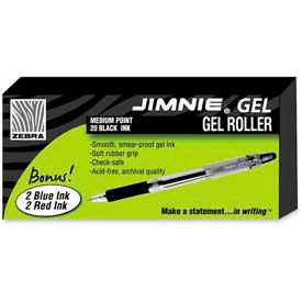 Zebra Pen Corporation 14410 Zebra Jimnie Gel Rollerball Pen, Medium, 0.7mm, Black Ink, 20/Pack + 4 Bonus Pens image.